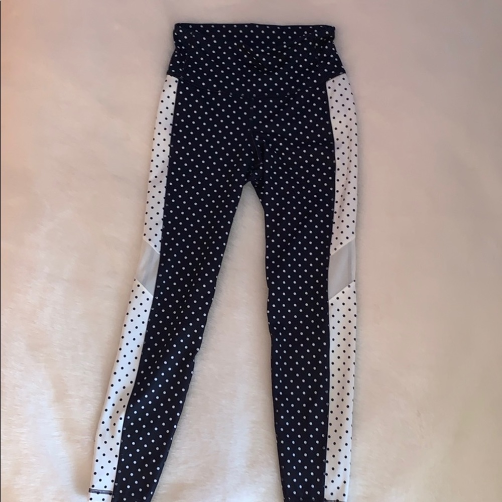 Navy and White Polka Dot 7/8 Workout Leggings